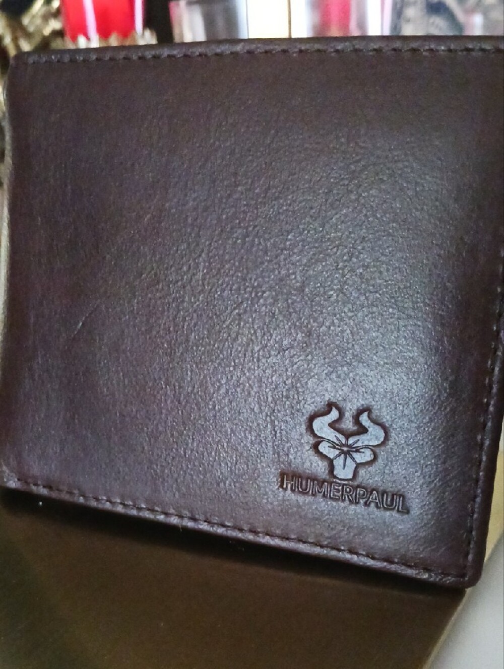 Vintage Hummerpaul Brown Genuine Leather Wallet Bifold Multi-Card With Chain